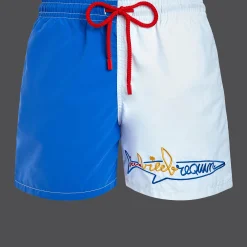 Sale Vilebrequin Men Swimwear Multicolor Placed Embroidery Squale - X Jcc+ - Limited Edition White/White