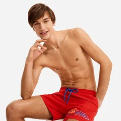 Best Sale Vilebrequin Men Swimwear Placed Embroidery Squale - X Jcc+ - Limited Edition Medicis Red/Red