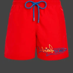 Best Sale Vilebrequin Men Swimwear Placed Embroidery Squale - X Jcc+ - Limited Edition Medicis Red/Red