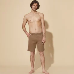 Fashion Vilebrequin Men Tencel Bermuda Shorts Solid Hazelnut/Brown