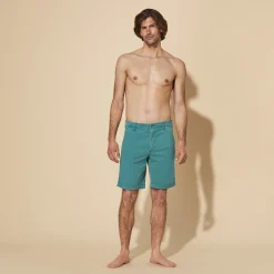 Cheap Vilebrequin Men Tencel Bermuda Shorts Solid Emerald/Green