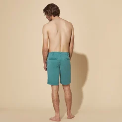Cheap Vilebrequin Men Tencel Bermuda Shorts Solid Emerald/Green