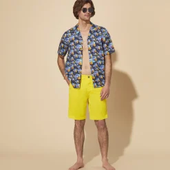 Sale Vilebrequin Men Tencel Bermuda Shorts Solid Sun/Yellow