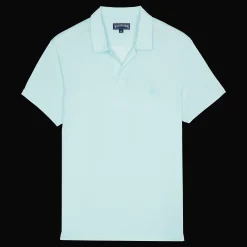 Cheap Vilebrequin Men Tencel Polo Shirt Solid Thalassa/Blue
