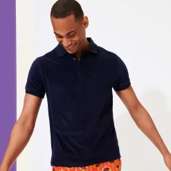 Outlet Vilebrequin Men Terry Polo Shirt Solid Navy/Blue