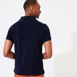 Outlet Vilebrequin Men Terry Polo Shirt Solid Navy/Blue