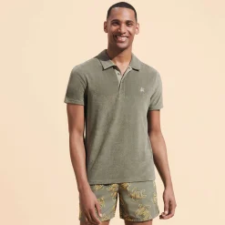 Shop Vilebrequin Men Terry Polo Solid Olivier/Green