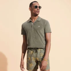 Shop Vilebrequin Men Terry Polo Solid Olivier/Green