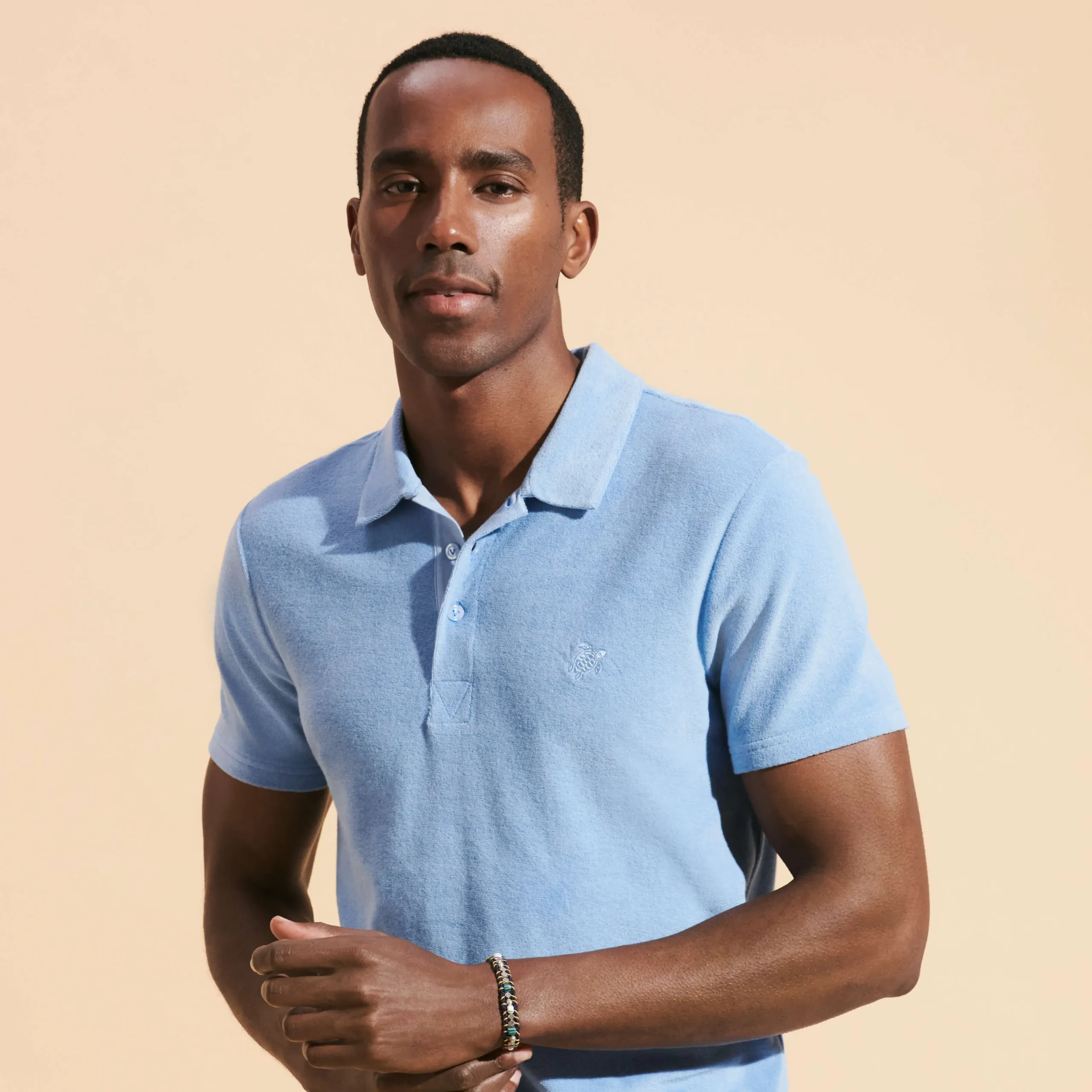 Online Vilebrequin Men Terry Polo Solid Divine/Blue