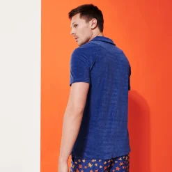 Hot Vilebrequin Men Terry Polo Solid Purple Blue/Blue