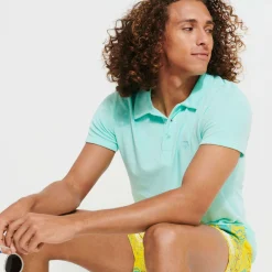 Best Vilebrequin Men Terry Polo Solid Lagoon/Blue