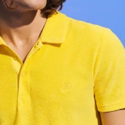 Best Vilebrequin Men Terry Polo Solid Sun/Yellow