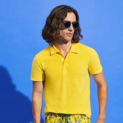 Best Vilebrequin Men Terry Polo Solid Sun/Yellow