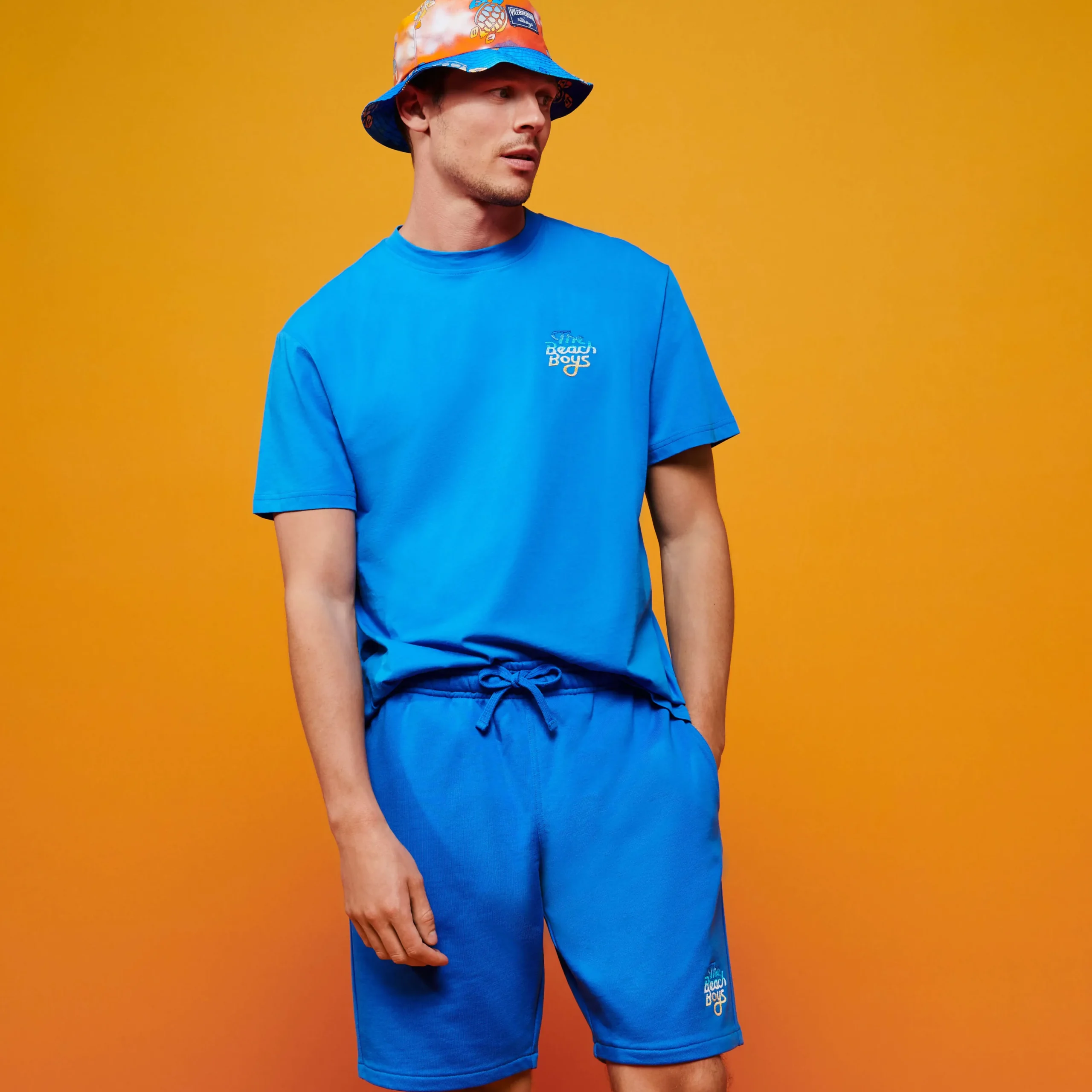 Cheap Vilebrequin Men T-Shirt Gradient Embroidered Logo - X The Beach Boys Earthenware/Blue