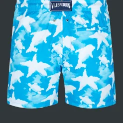 Outlet Vilebrequin Men Ultra-Light And Packable Swim Trunks Clouds Hawaii Blue/Blue