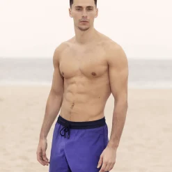 Best Vilebrequin Men Wool Swim Shorts Super 120' Purple Blue/Blue