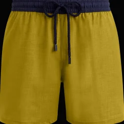 New Vilebrequin Men Wool Swim Shorts Super 120' Sunflower/Yellow