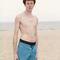 Cheap Vilebrequin Men Wool Swim Shorts Super 120' Azure/Blue