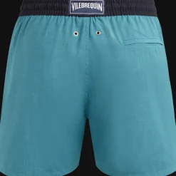 Cheap Vilebrequin Men Wool Swim Shorts Super 120' Azure/Blue