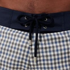 Shop Vilebrequin Men Woolen Swim Trunks Carreaux- X The Woolmark Company Grey/Blue/Grey