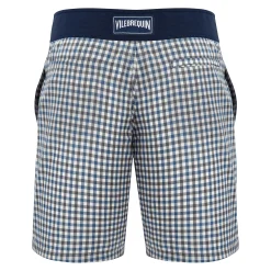 Shop Vilebrequin Men Woolen Swim Trunks Carreaux- X The Woolmark Company Grey/Blue/Grey