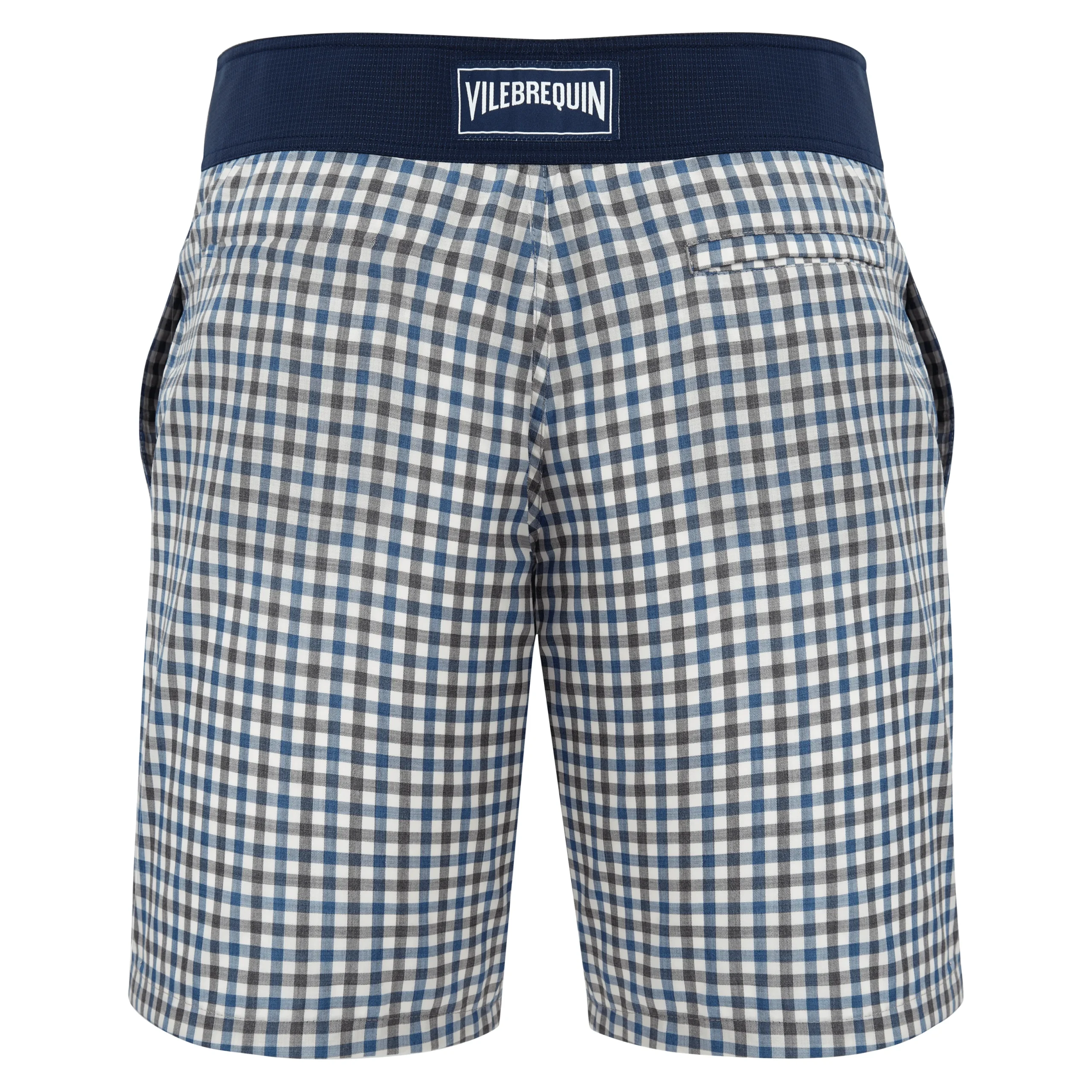 Shop Vilebrequin Men Woolen Swim Trunks Carreaux- X The Woolmark Company Grey/Blue/Grey