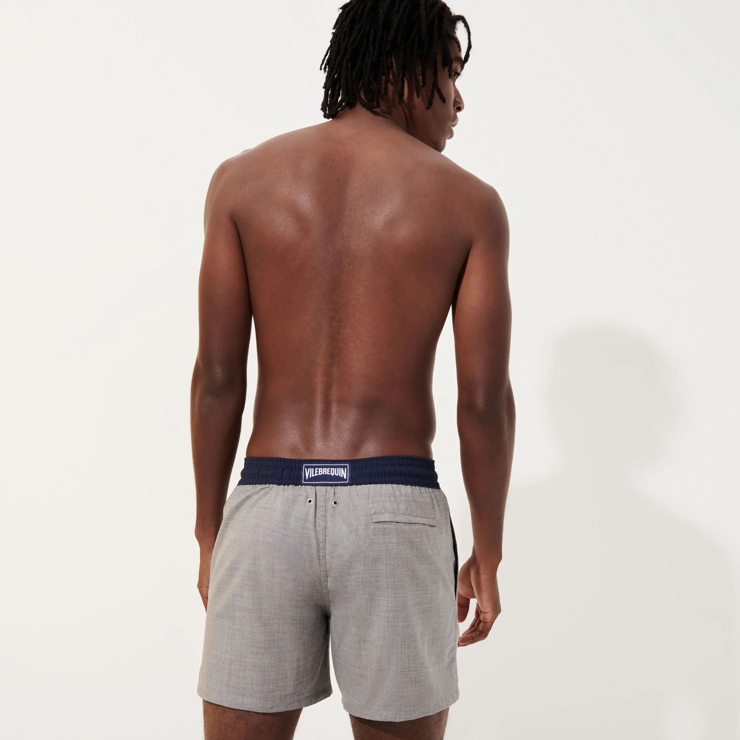 New Vilebrequin Men Woolen Swim Trunks Super 120'S- X The Woolmark Company Heather Grey/Grey