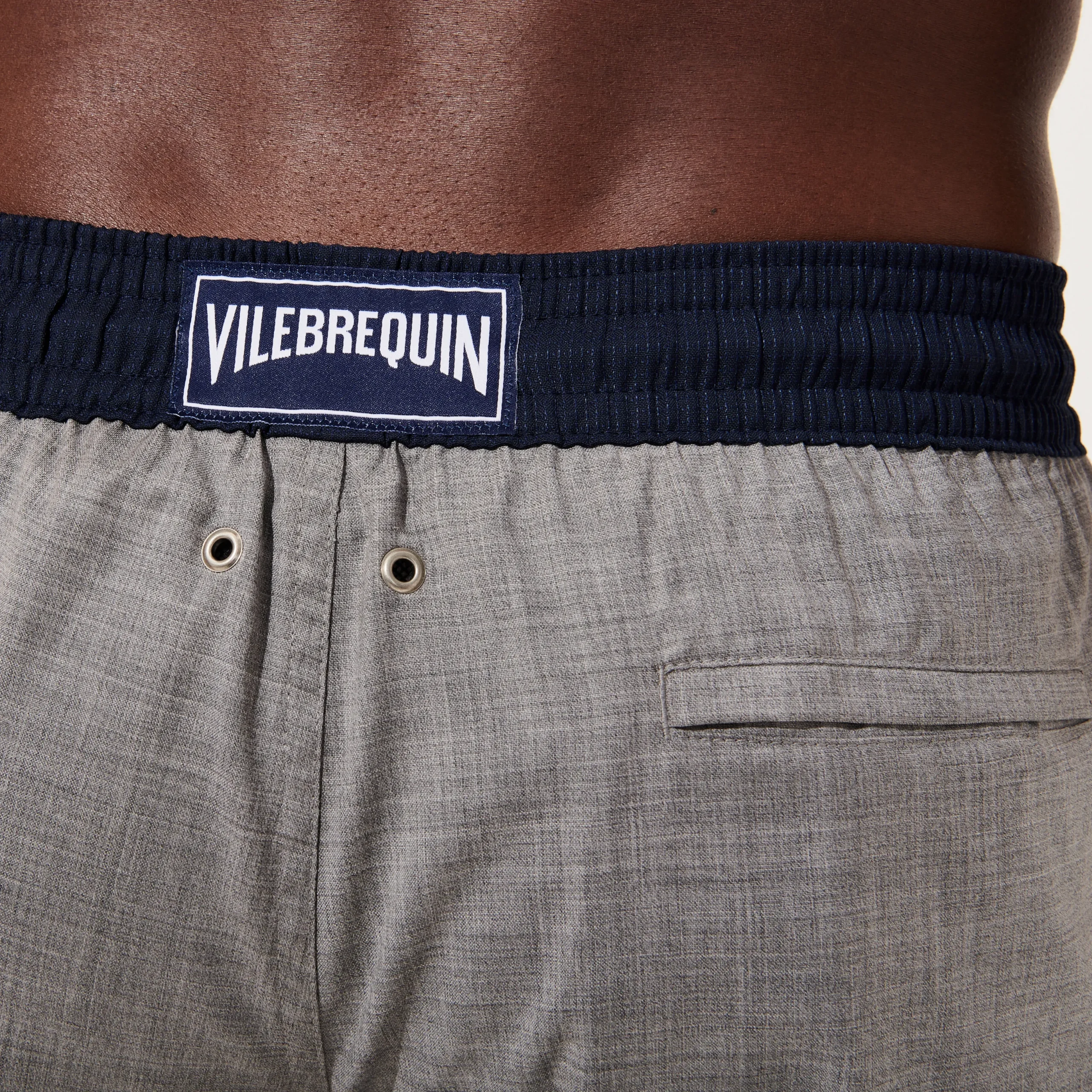 New Vilebrequin Men Woolen Swim Trunks Super 120'S- X The Woolmark Company Heather Grey/Grey
