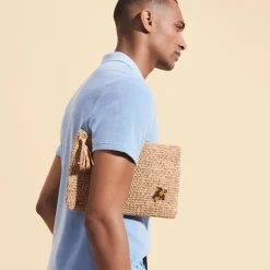 Best Sale Vilebrequin Raffia Unisex Beach Pouch Hemp/Beige