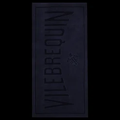 Fashion Vilebrequin Solid Organic Cotton Beach Towel Navy/Blue