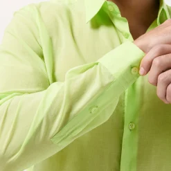 Flash Sale Vilebrequin Unisex Cotton Voile Light Shirt Solid Coriander/Green