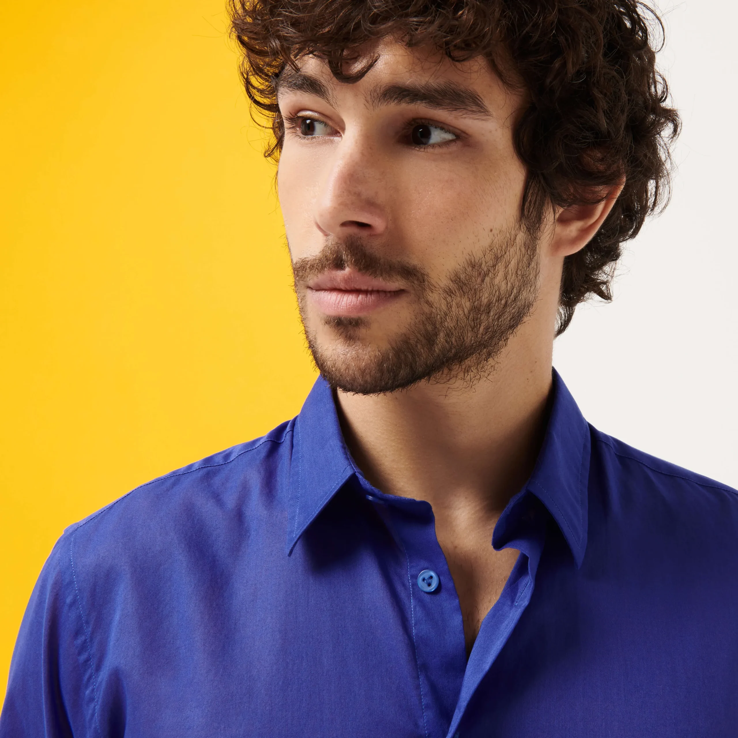 Best Vilebrequin Unisex Cotton Voile Light Shirt Solid Purple Blue/Blue