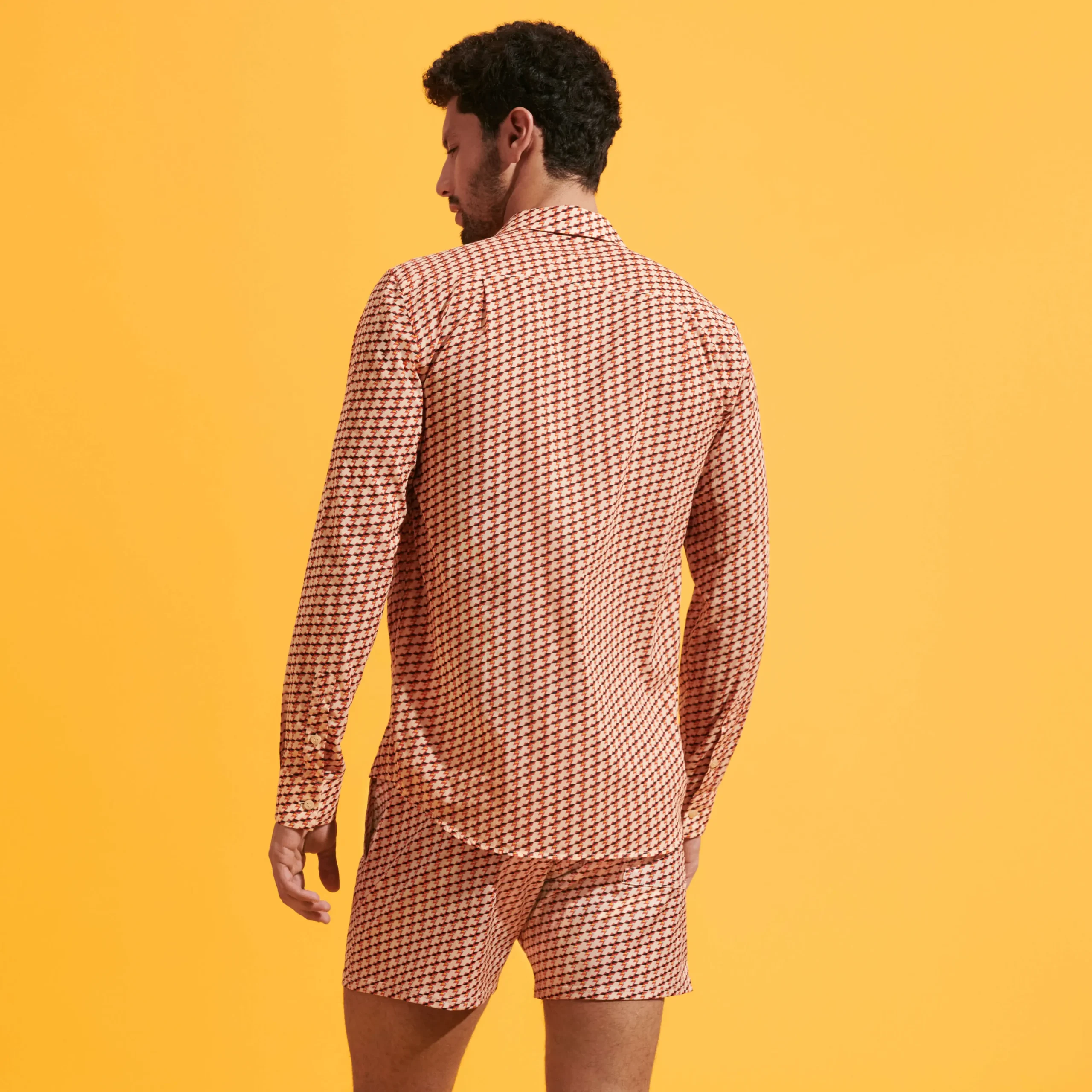 Online Vilebrequin Unisex Cotton Voile Lightweight Shirt Micro Mouettes Straw/Yellow