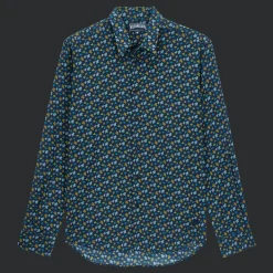 Cheap Vilebrequin Unisex Cotton Voile Summer Shirt Micro Tortues Rainbow Navy/Blue