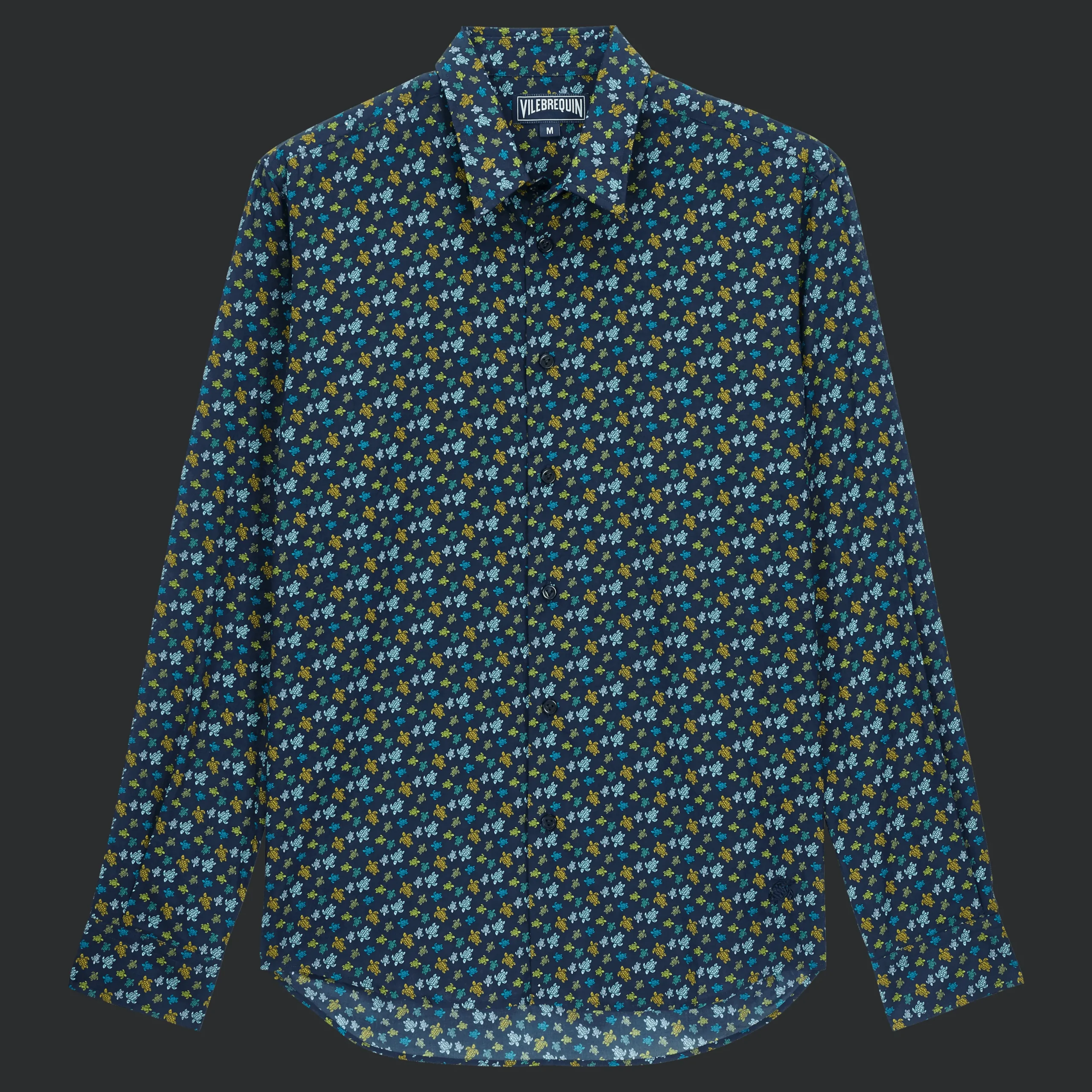 Cheap Vilebrequin Unisex Cotton Voile Summer Shirt Micro Tortues Rainbow Navy/Blue