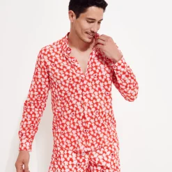 Clearance Vilebrequin Unisex Cotton Voile Summer Shirt Attrape Coeur Poppy Red/Red