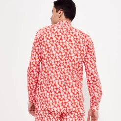 Clearance Vilebrequin Unisex Cotton Voile Summer Shirt Attrape Coeur Poppy Red/Red