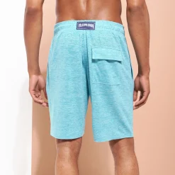Outlet Vilebrequin Unisex Linen Bermuda Shorts Solid Heather Azure/Blue