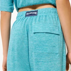 Outlet Vilebrequin Unisex Linen Bermuda Shorts Solid Heather Azure/Blue