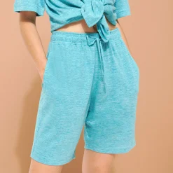 Outlet Vilebrequin Unisex Linen Bermuda Shorts Solid Heather Azure/Blue