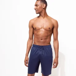 Sale Vilebrequin Unisex Linen Bermuda Shorts Solid Navy/Blue