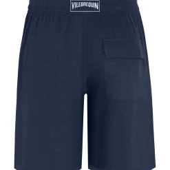 Sale Vilebrequin Unisex Linen Bermuda Shorts Solid Navy/Blue