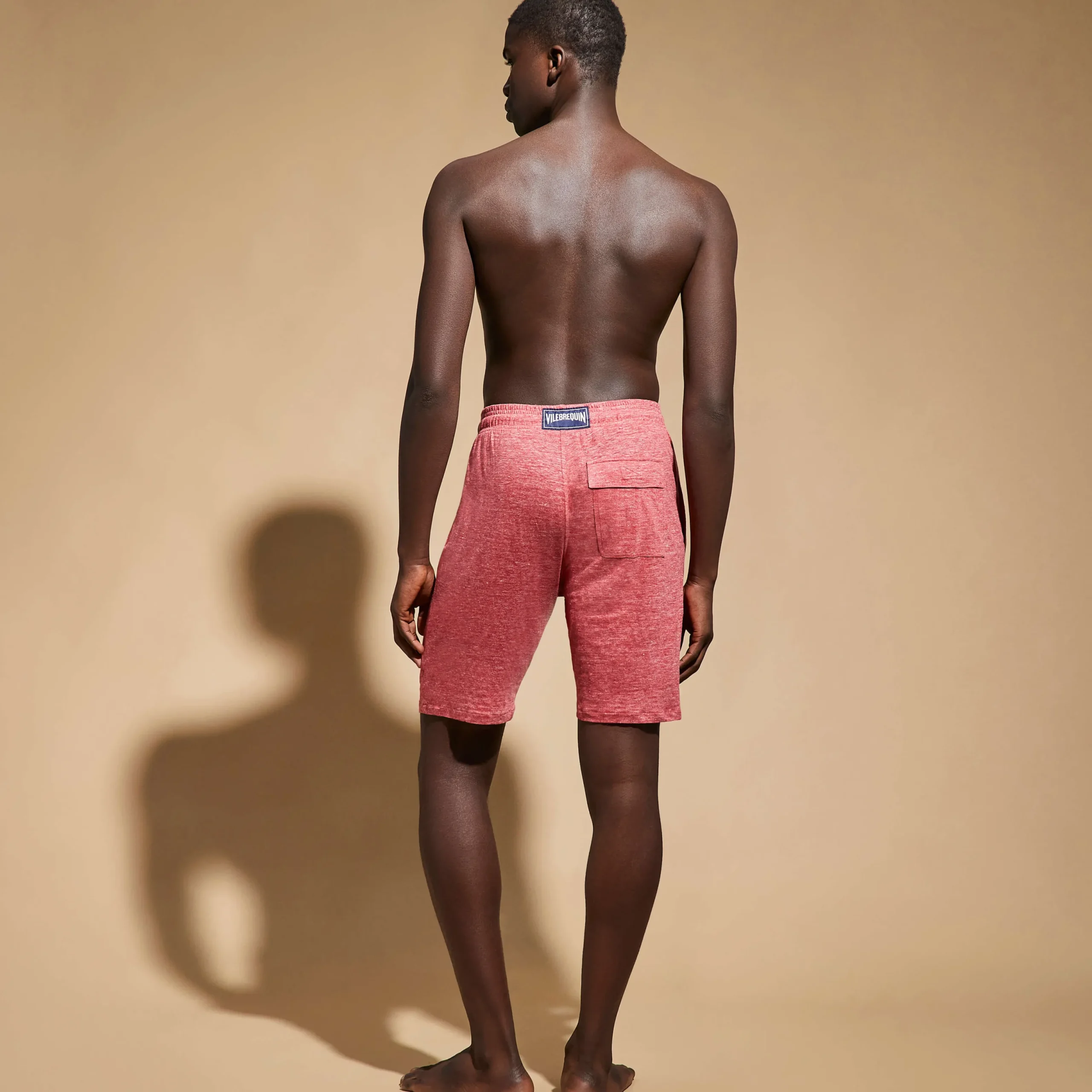 Cheap Vilebrequin Unisex Linen Bermuda Shorts Solid China Red/Red