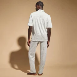 Store Vilebrequin Unisex Linen Bowling Shirt Solid Lihght Gray Heather/Grey