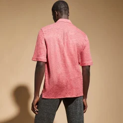 Cheap Vilebrequin Unisex Linen Bowling Shirt Solid China Red/Red