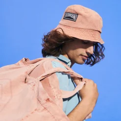 Shop Vilebrequin Unisex Linen Bucket Hat Solid Pottery/Orange