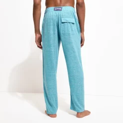 New Vilebrequin Unisex Linen Pants Solid Heather Azure/Blue