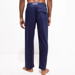 Sale Vilebrequin Unisex Linen Pants Solid Navy/Blue
