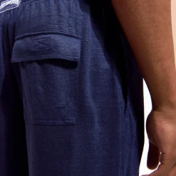 Sale Vilebrequin Unisex Linen Pants Solid Navy/Blue
