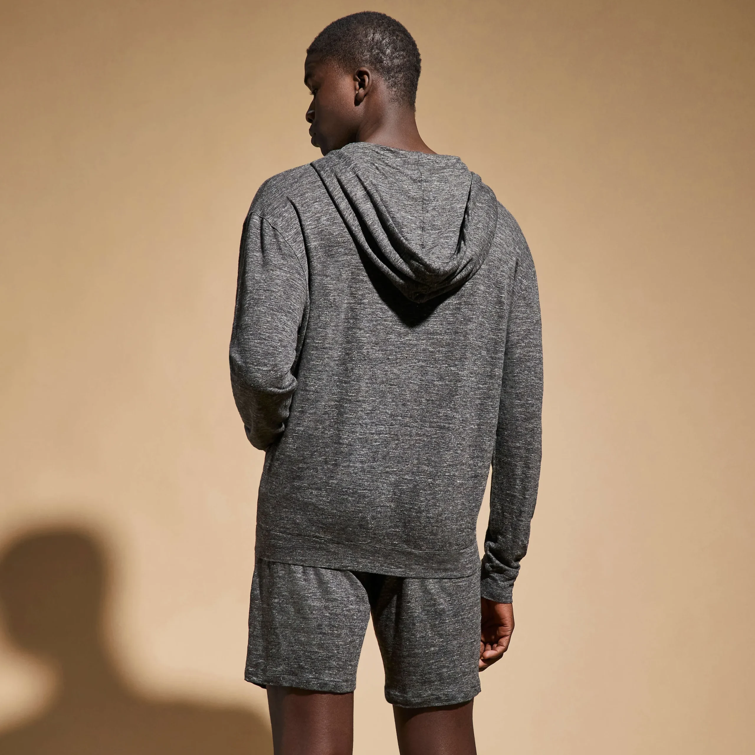 New Vilebrequin Unisex Linen Sweatshirt Solid Heather Anthracite/White